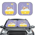 thumbnail image 2 of Kll Corgi Washing In Bathtub Windshield Sun Shade 2-Piece Foldable Car Front Window Sunshade For Most Sedans Suv Truck - Auto Sun Blocker Visor Protector Blocks Max Uv Rays - Large, 2 of 7
