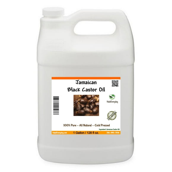 Huile de Ricin Noire Jamaïcaine 1 Gallon - 100% Pure et Naturelle de Première Qualité Pressée à Froid pour la Peau de Croissance des Cheveux