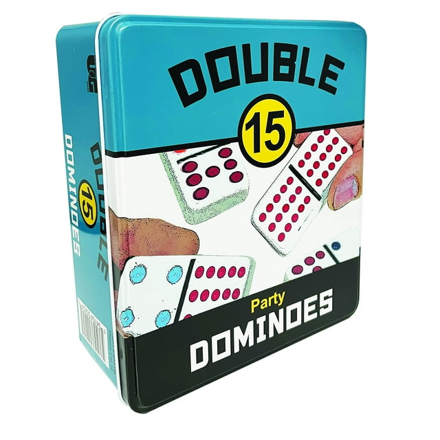 Front Porch Classics , Ensemble de Dominos Doubles à 15 Points de Couleur pour Rangement de Voyage en Déplacement, 2 à 12 Joueurs de 8 à 99 Ans