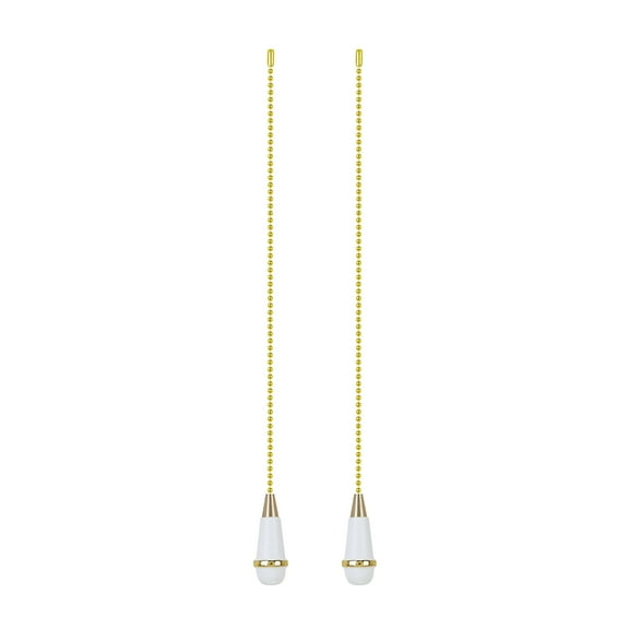 Aspen Creative 20503-12, 12" White Finish Wooden Knob Pull Chain with Polished Brass Accents, 2 Pack