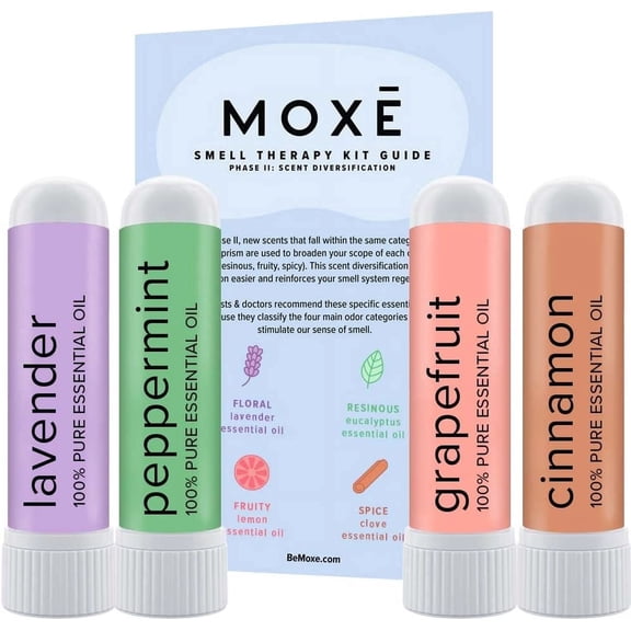 MOXE Nasal Stick Inhaler Lavander, Peppermint, Grapefruit and Cinnamon Scent Kit Phase II Scent Diversification Essential Oil Scent