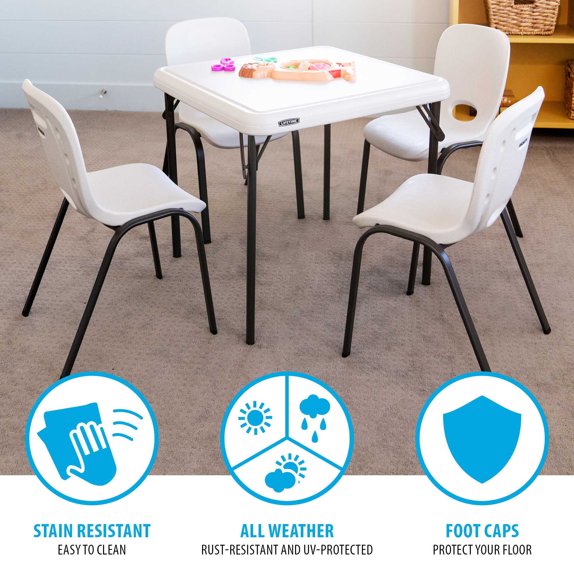 Lifetime Children s Plastic Stackable Chairs Indoor Outdoor Almond 4 Pack 80383 Walmart
