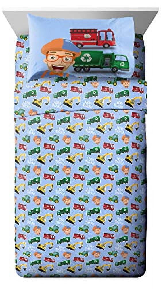 Moonbug Blippi Machine Fun 4 Piece Toddler/Crib Size Kids Bed Set
