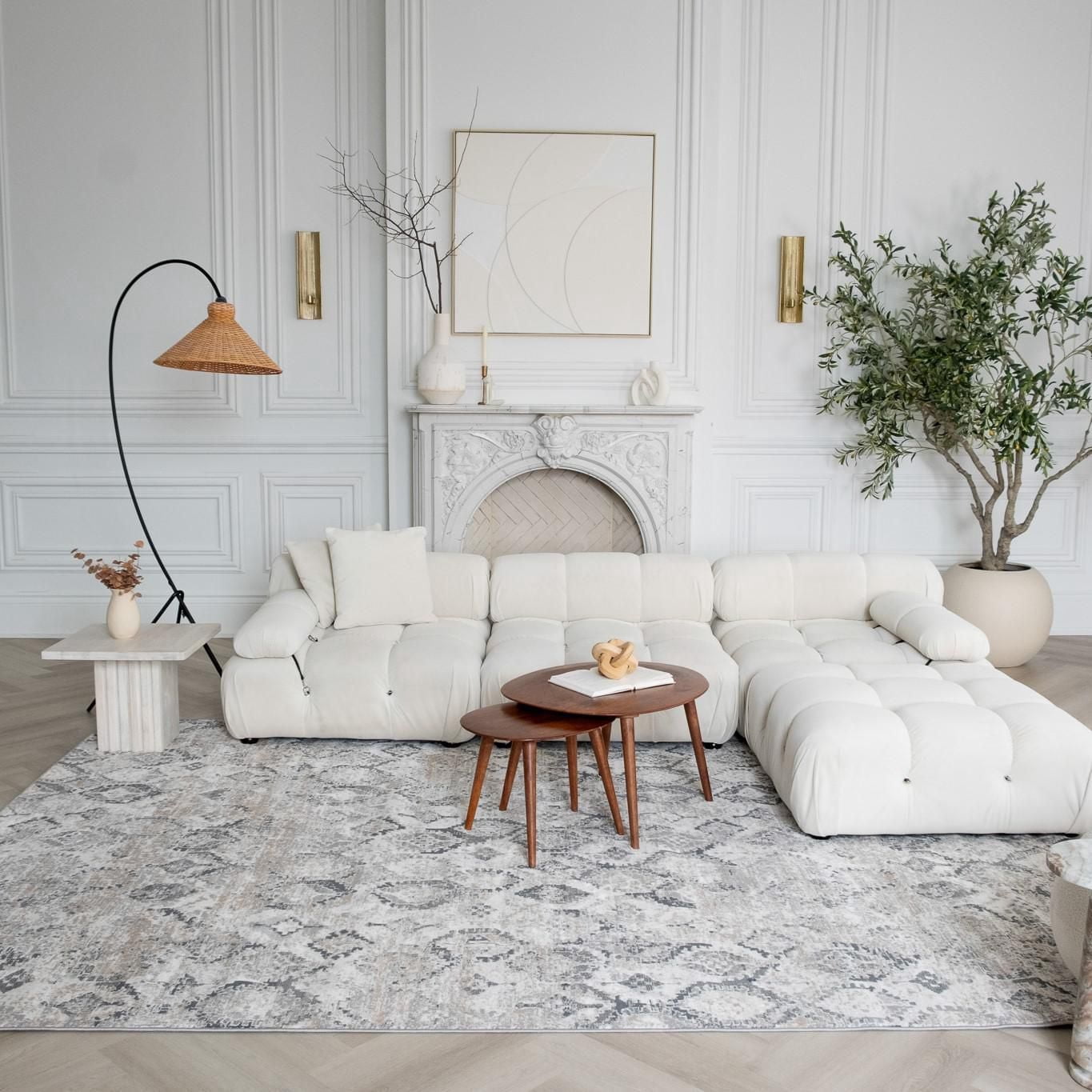 Rug Branch Atlas Fractal Indoor Area Rug, Beige Grey, Modern - Living Room, Bedroom, Dining Room, and Kitchen