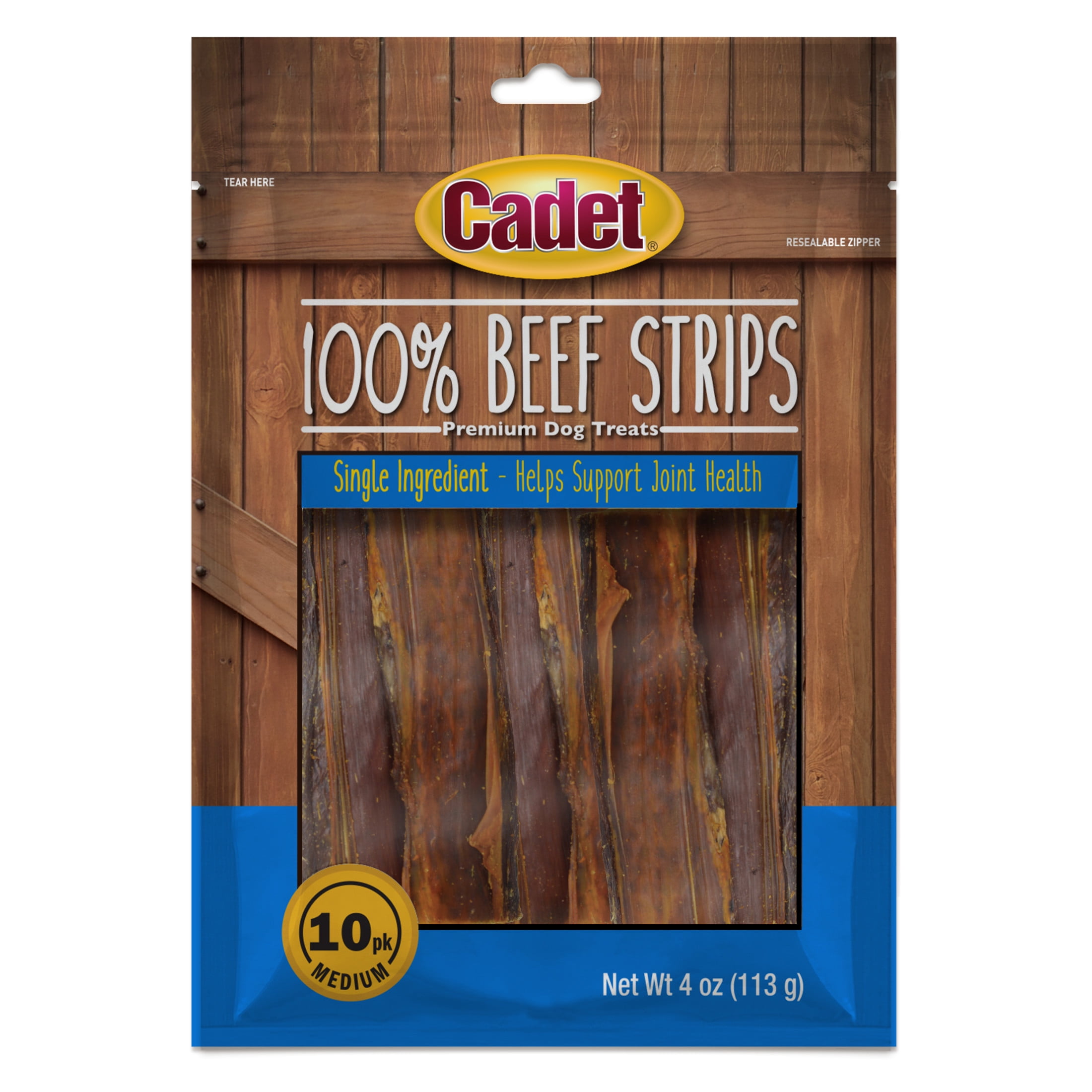 (2 pack) Cadet 100% Real Beef Strips Dog Treats, Single Ingredient Dog Jerky Treats for Small & Large Dogs, 4 Ounce