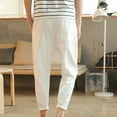 thumbnail image 3 of Lmnyox Cotton Lounge Pants for Men Ankle Length Drawstring Elastic Waist Trousers Straight Leg Solid Pants with Pocket, 3 of 8