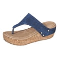 thumbnail image 6 of Womens Platform Flip Flops with Arch Support Comfy Footbed Wedge Sandals Boho Hollow out Nonslip Slip on Cork Wedges Heels Navy Size 8, 6 of 6