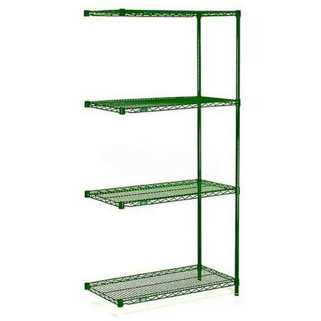 

Nexel 5 Tier Wire Shelving Add-On Unit 48 W x 24 D x 74 H Green Epoxy Finish