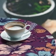 thumbnail image 3 of Ambesonne Floral Design Fitted Round Tablecloth, Nostalgic Hibiscus, 40"- 44" Diameter, Plum Deep Sky Blue, 3 of 5