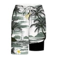 thumbnail image 4 of SOOMLON Mens Swim Trunks 2 in 1 Quick Dry Double Layer 11" Inseam Swim Shorts Palm Tree Board Shorts Hawaiian Shorts, 4 of 6