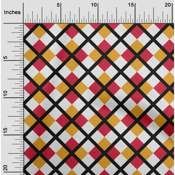oneOone Viscose Jersey Bright Red Fabric Argyle Check Craft Projects Decor Fabric Printed By The Yard 60 Inches Wide