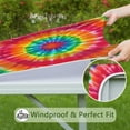 thumbnail image 6 of Colorful Rainbow Tie Dye Spiral Pattern Square Fitted Tablecloth with Elastic Edge,Square Table Cover,Washable Elastic Table Cover for Home Kitchen Party Decor 34"x34", 6 of 6