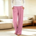 thumbnail image 2 of LEAVINGSUO Pajama Pants Women Plus Size Casual Elastic Waist Long Pants Pockets Comfortable Loungewear Trousers Pink XL, 2 of 9