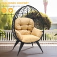 thumbnail image 2 of Uforic Oversized Wicker Egg Chair with Stand & Cushion, 330 Lb Capacity for Garden and Balcony, Beige, 2 of 9