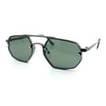 thumbnail image 5 of Metal Rim Geometric Octagonal Double Bridge Retro Hustler Luxe Sunglasses Gunmetal - Green, 5 of 7