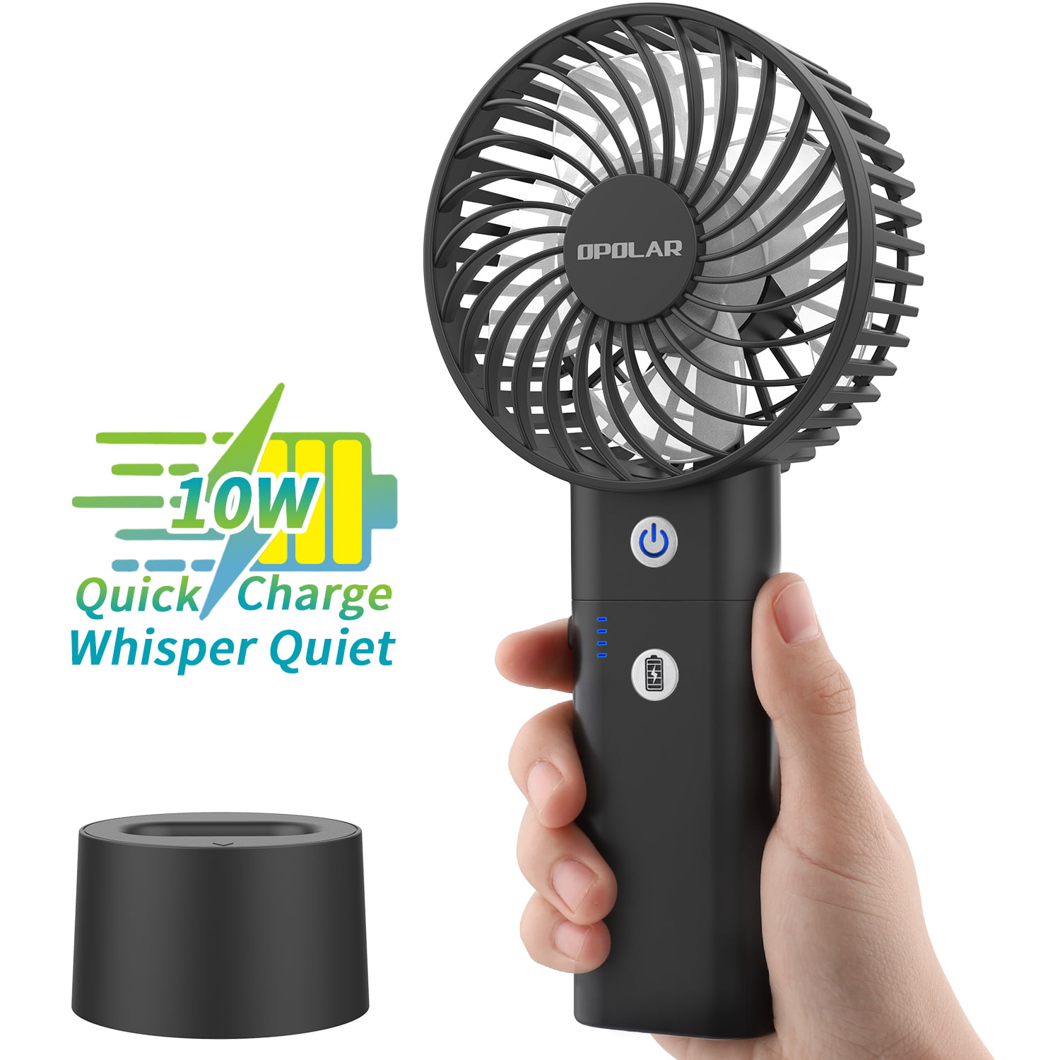 Strong Wind,Adjustable Angle for Home,Office and Travel SOECE Handheld Electric Fans Mini Portable Outdoor Fan with 5200mAh Power Bank Function,5-20 Hours Working Time,Foldable Design,3 Speeds Black
