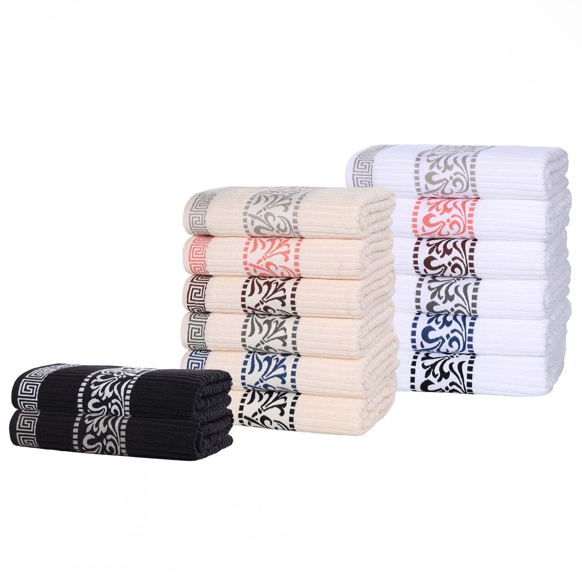Superior Athens 6-Piece Cotton Greek Scroll Towel Set, Gray