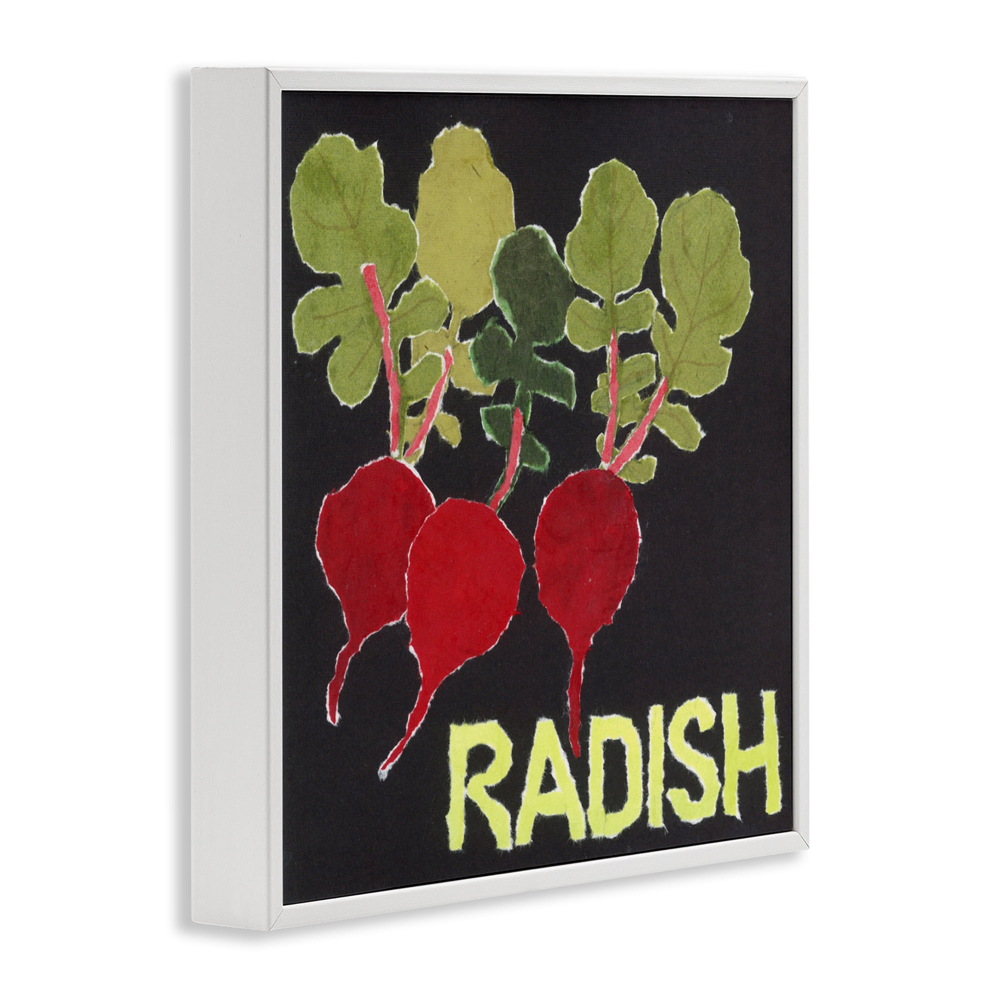 Stupell Industries Collaged Radish Vegetables White Framed Giclee Art, design by Nancy Overton
