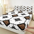 thumbnail image 2 of Manfei Western Bohemian Aztec Queen Sheet Sets for Female, Vintage Mandala Triangle Flat Sheet, White Brown Hippie Queen Fitted Sheet, Microfiber Bedroom Decor, 4pcs, 2 of 6