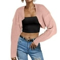 thumbnail image 2 of GEWSEY Cropped Cardigan Shrugs for Women Bolero Open Front Crop Sweater Long Sleeve Cardigan Fall Outfits Knit Tops Clothes (Pink, XL), 2 of 5