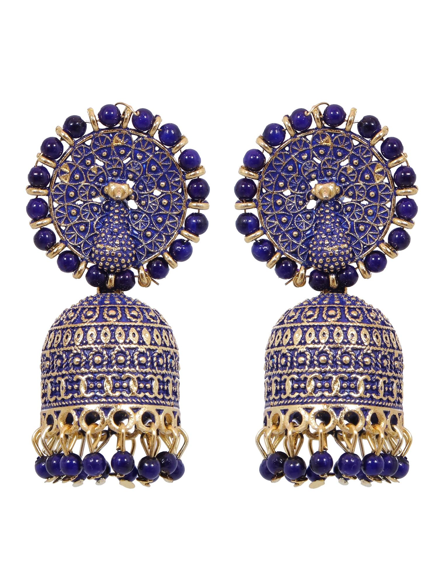 Dark Blue Traditional South Jhumkas - South India Jewels