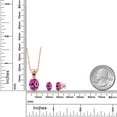 thumbnail image 2 of 18K Rose Gold Plated Silver Pink Created Sapphire and Blue Sapphire Pendant and Earrings Jewelry Set for Women (7.84 Cttw, Gemstone Birthstone, Oval 11X9MM and 8X6MM with 18 inch Silver Chain), 2 of 3