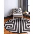 thumbnail image 2 of Unique Loom Athens Border Design Area Rug Round 8' x 8' Black/Beige, 2 of 10