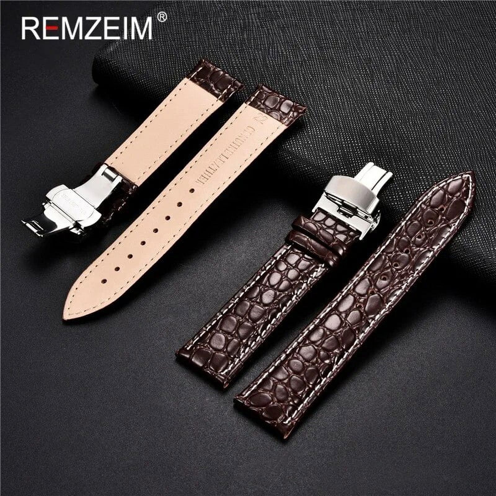 Strap Factory Genuine leather Watch Strap Butterfly Clasp