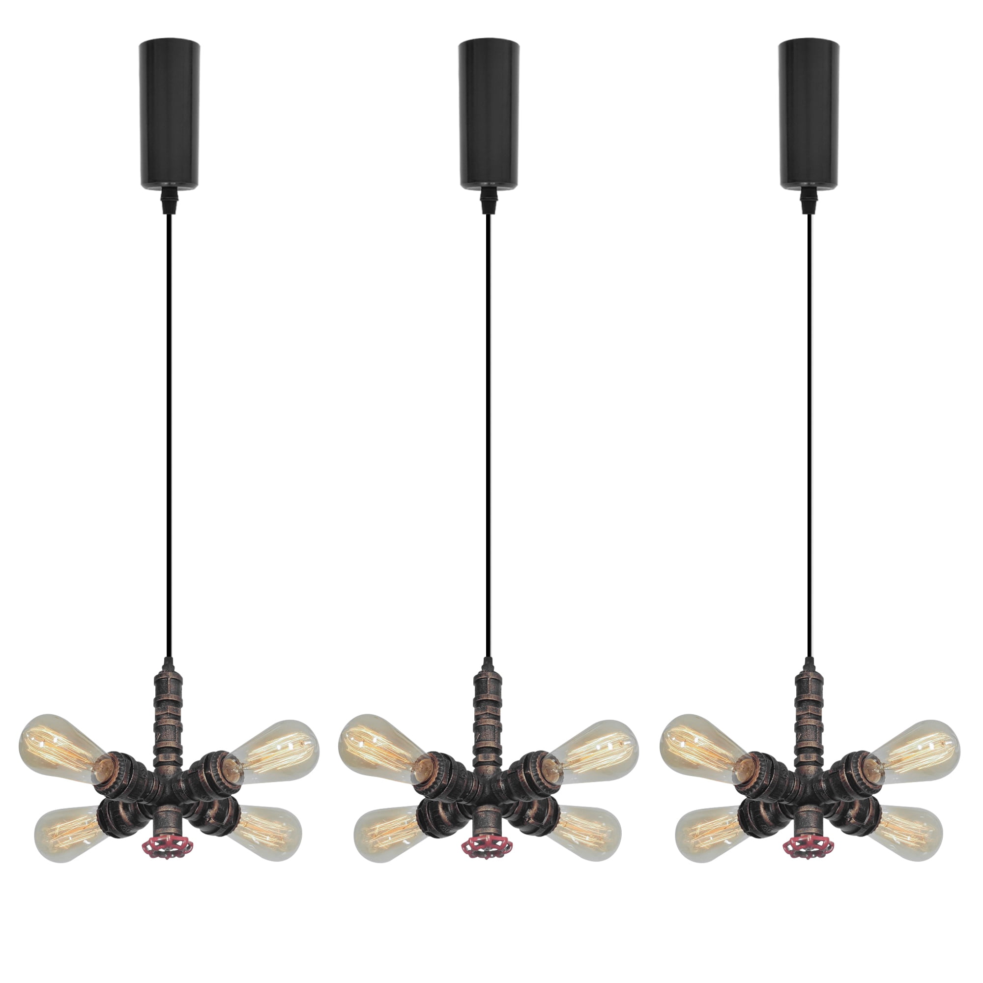 Kiven HType Track Lighting, 3Light Industrial Halo Track Pendant Light with 4 Lamp Heads