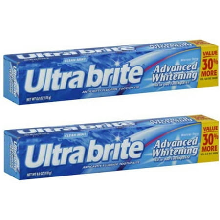 (2 Pack) Ultrabrite Advanced Whitening Toothpaste, 6 Oz