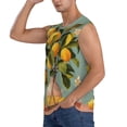 thumbnail image 3 of Lsque Retro Warm Lemon Flower Print Men's Cotton Blend Sleeveless Muscle Shirts (S-3XL)- Moisture Wicking, Odor Protection, UPF 30+,Large, 3 of 8