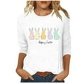 thumbnail image 1 of YanHoo Chemises de Pâques à Manches 3/4 pour Femmes, Hauts Graphiques Amusants à Manches 3/4, T-Shirts Décontractés Col Rond, chandail-Overs, Tenues de Printemps 2025, Cadeaux de Fête des Mères pour Maman en Liquidation, 1 of 6