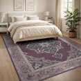 thumbnail image 3 of ODIKA 8'x10' Washable Area Rug Distressed Scroll Border Pink Mauve Boho Purple Vintage Plum Playful Expressive for Living Room, Under Sectional, Family , Durable, Non-Slip, 3 of 7