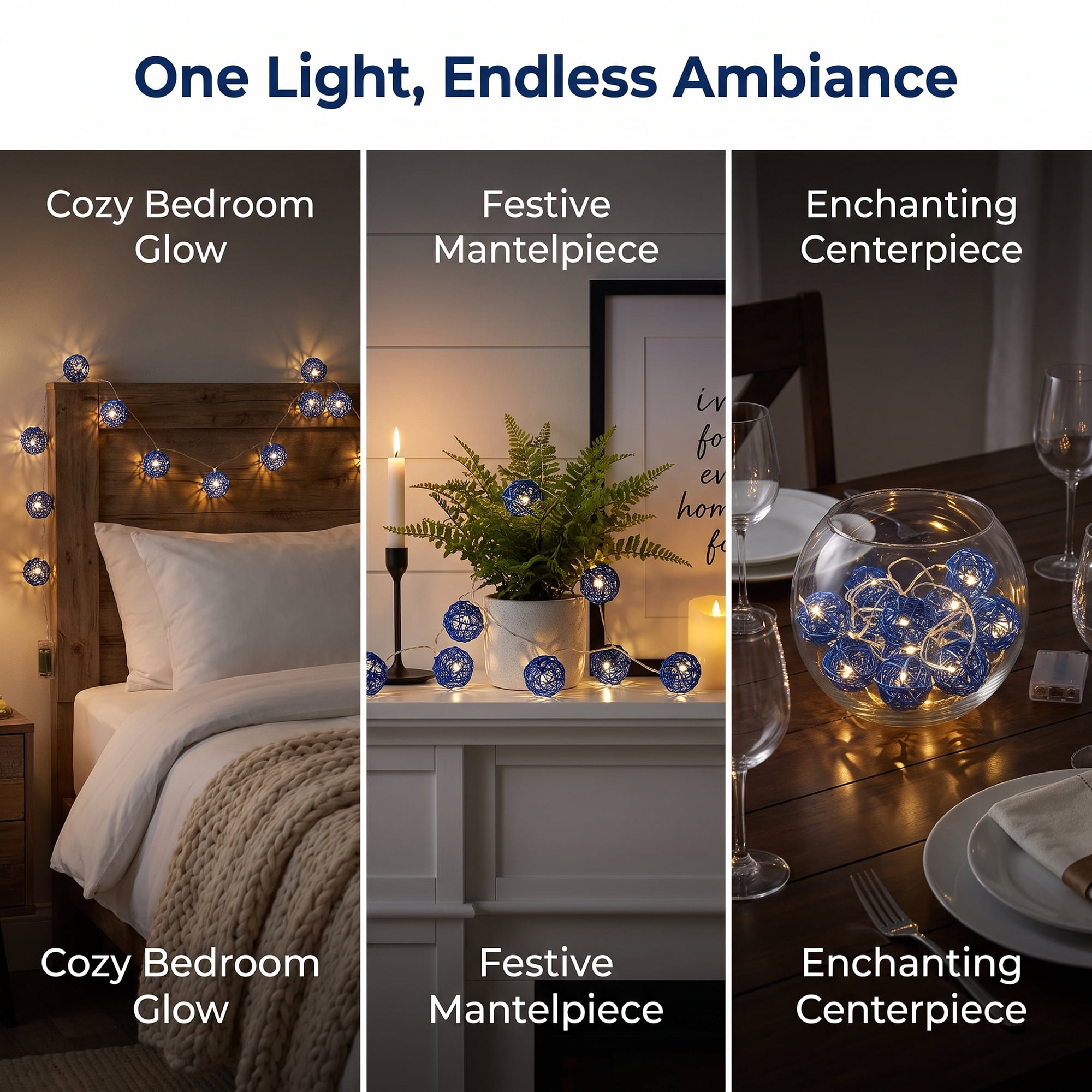 Unique Bargains Lights for Home Use with Flexible Design 6.6 ft Blue Battery Operated