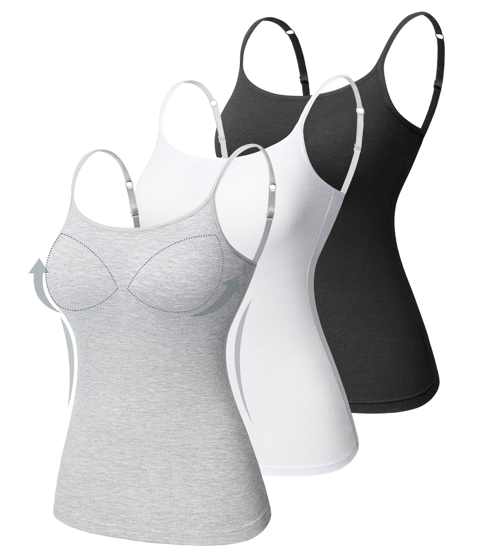 Qric - QRIC 3 Pack Women's Basic Solid Camisole Adjustable Spaghetti ...