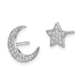 thumbnail image 5 of Auriga Fine Jewelry 925 Sterling Silver Rhodium-plated CZ Star and Moon Post Stud Earrings for Women, 5 of 6