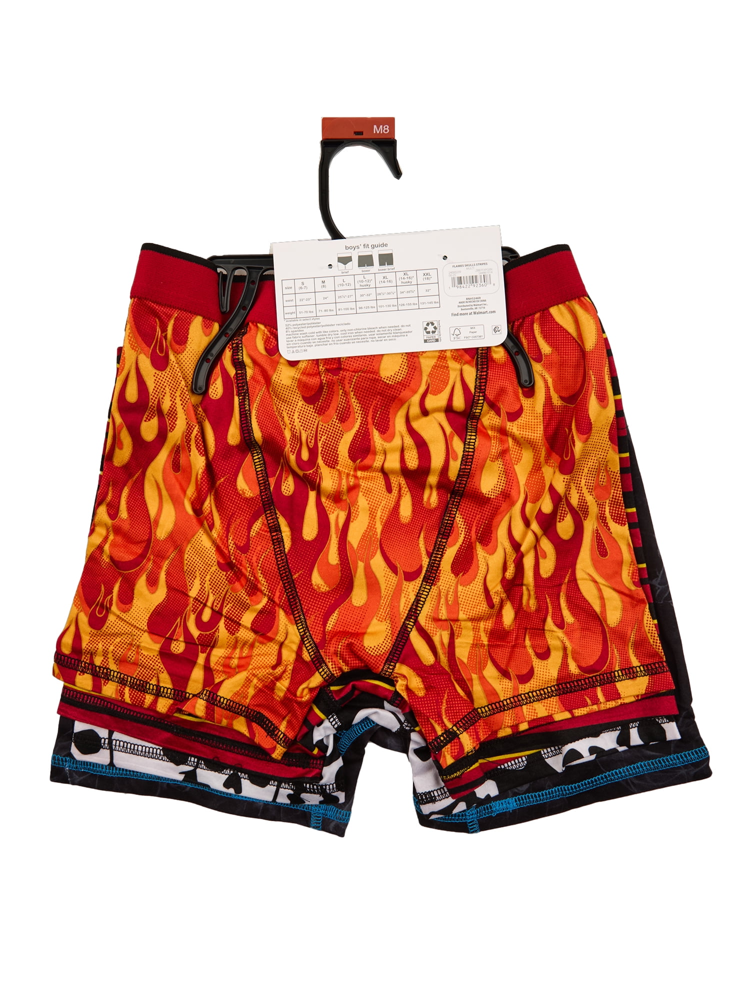 Wonder Nation Boys Boxer Brief Flames Underwear, 4-Pack, Sizes S-XL