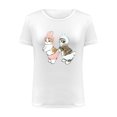thumbnail image 4 of Camiseta blanca informal con cuello redondo y manga corta con estampado de gato bonito para mujer Pompotops hkajfhjk459225, 4 of 5
