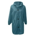 thumbnail image 6 of Dyfzdhu Long Trench Coats for Women Plus Size Hooded Loose Long Sleeve Solid Fall Winter Jacket With Pocket Lake Blue, 6 of 6