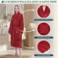 thumbnail image 2 of PAVILIA Plush Robe for Women, Soft Fleece Long Spa Robe, Ladies Bathrobe with Pockets, Warm Fuzzy Housecoat, Wine Red, L/XL, 2 of 8