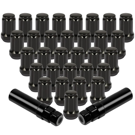SCITOO 1/2"-20 Lug Nuts,23pcs Black Spline for Socket Key,Drive Close End, 1.38" Tall with 2 Keys, 12x2.0 Thread, Fits for Ford Explorer for Jeep Commander 2010-2014