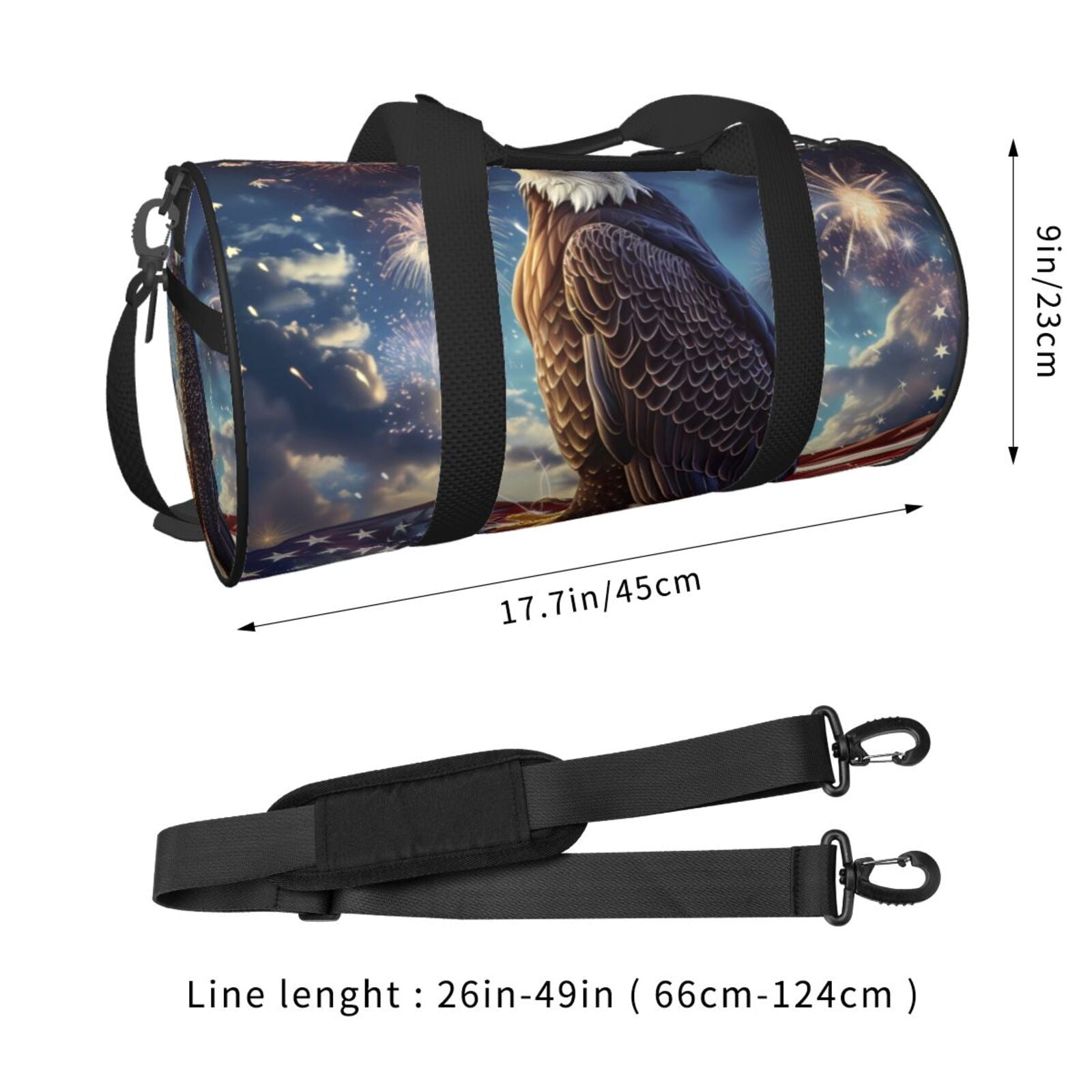Vsdgher Night Sky Bald Eagle 45L Foldable Duffel Bag, Sports Gym Bag,Overnight Bag, Portable Weekender Bag for Airplanes