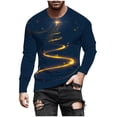 thumbnail image 6 of Feancey Big and Tall Christmas Graphic Tees for Men Fashion Xmas Tree Printed Long Sleeve Shirt Lightweight Casual Crewneck Pullover Tops Blue L, 6 of 6
