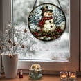 thumbnail image 3 of Stained Glass Window Hanging - Christmas Snowman Suncatcher for Door Terrace Garden Home Decor Winter Forest Snow Sun Catcher Birthday Gifts for Lovers Women Men Dad Mom Nana, 3 of 6