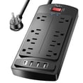 thumbnail image 1 of Protector contra sobretensiones Nuetsa, 10 pies, 8 enchufes, 4 USB, 1 of 7