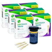 OneTouch Verio Test Strips for Diabetes Value Pack - 180 Count - for Blood Sugar Monitor - Home Self Glucose Testing - 6 Boxes, 30 Strips Per Pack