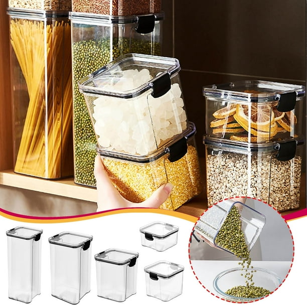 Xihbxyly Tarro para Almacenar Granos Diversos, Recipiente Hermético para Alimentos, Diseño Transparente, Apilable y Compacto, Organizador de Cocina, Opciones de Varios Tamaños, Capacidad de 460 Ml a