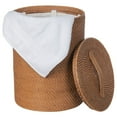 thumbnail image 2 of Kouboo Loma Round Rattan Hamper, Handmade Wicker Laundry Basket with Lid & Removable Liner, Honey Brown, 2 of 18