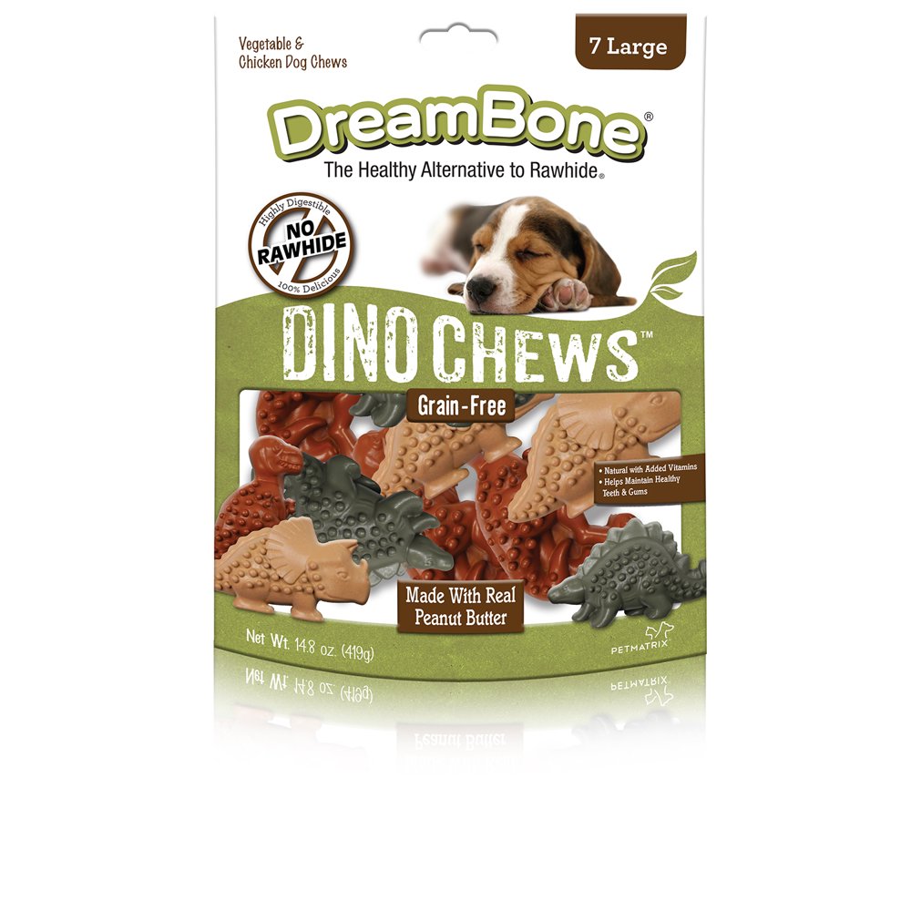 DreamBone Dino Chews Peanut Butter Flavored GrainFree, RawhideFree