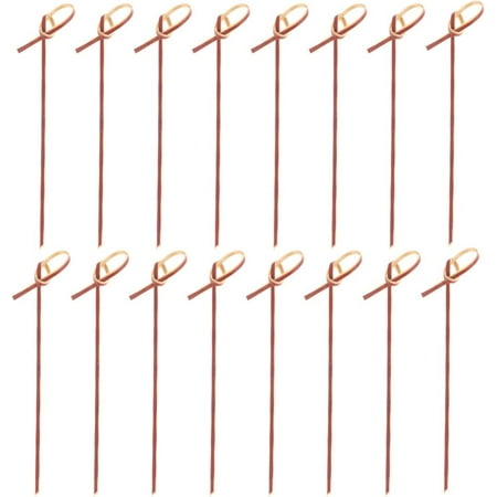 

200 Pcs Bamboo Cocktail Picks with Looped Knot Natural Wood Fruit Garnish Stick Appetizer Drink Skewer Fruit Sandwich Toothpicks for Wedding Party Favors 12cm